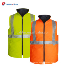 2017 New Day/Night Use Reversible Safety Vest Warm Work Wear Vests with 3M Reflective Tapes